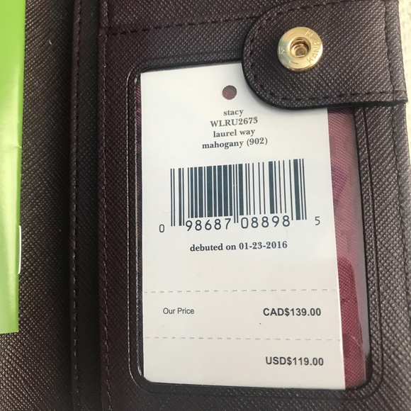 Kate Spade Laurel Way Wallet Mahogany - Picture 5 of 6